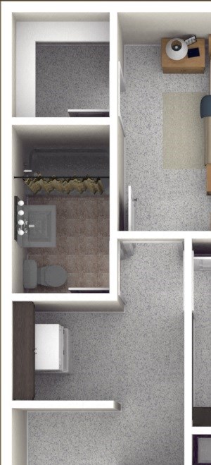 2 Bedroom, 1 Bathroom Floor Plan 2 Bedroom, 1 Bathroom Floor Plan, 917 Sq.Ft.